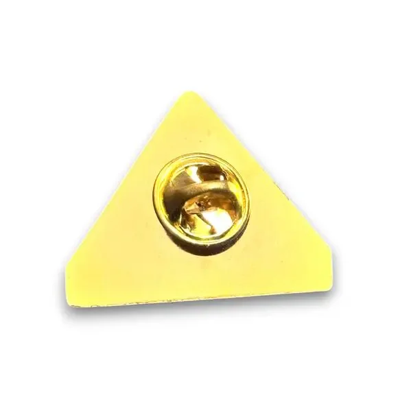 Vintage Memorial Day Triangle Enamel Pin Gold Tone Folded Flag Design 1.75 Inch - Picture 2 of 2